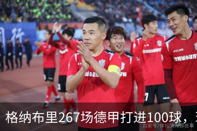 格纳布里267场德甲打进100球，现役德甲球员中第三位百球先生
